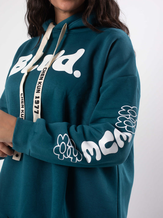 Blvd Milton Cotton one Size hoodie | Turquoise