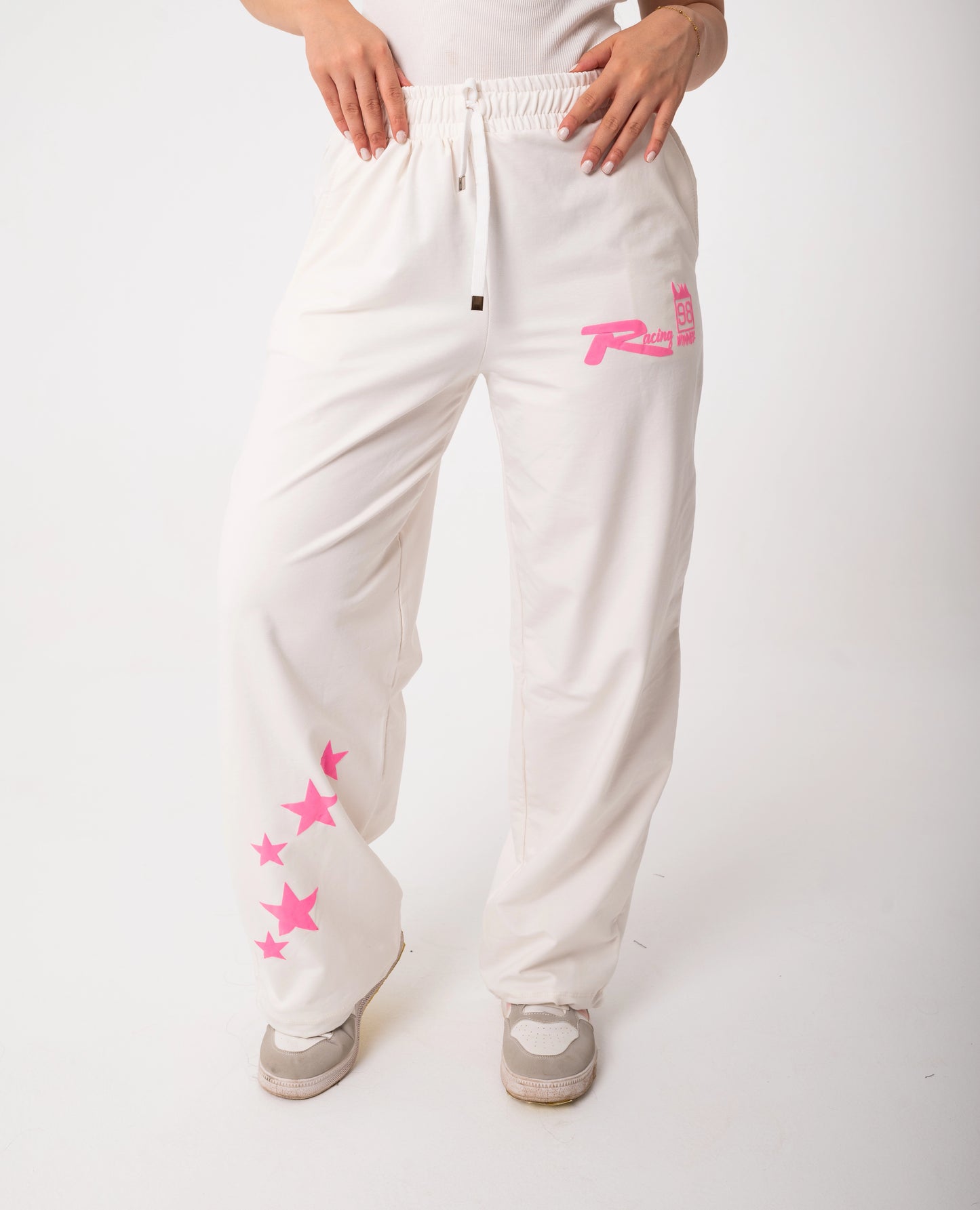 Racing One Size Wide Leg Sweatpants | White