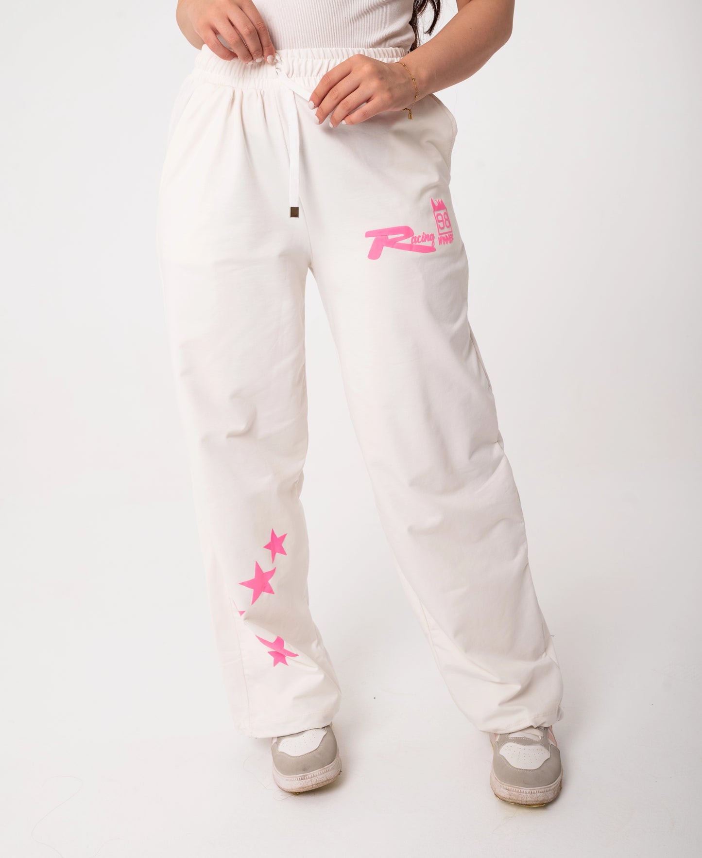 Racing One Size Wide Leg Sweatpants | White