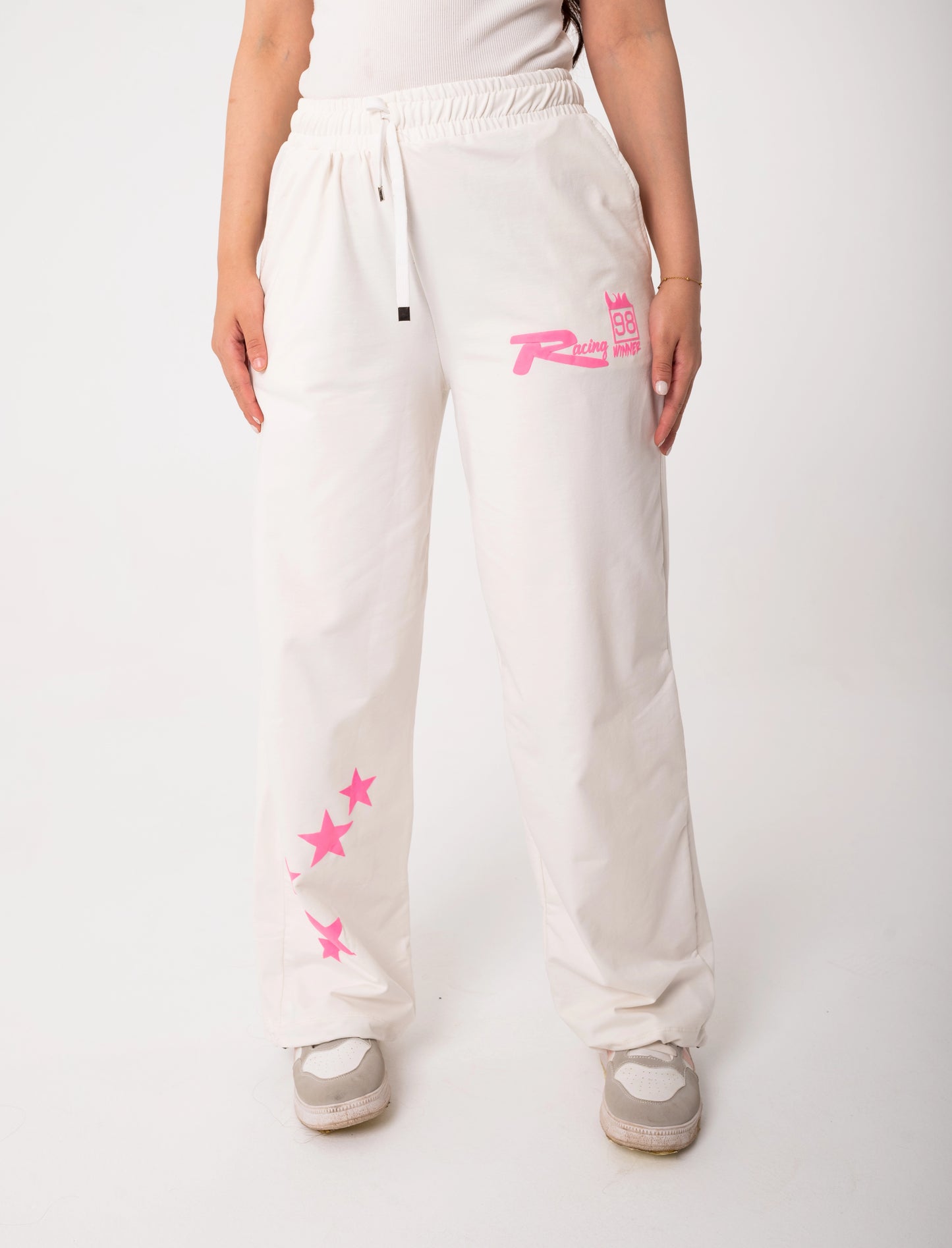 Racing One Size Wide Leg Sweatpants | White