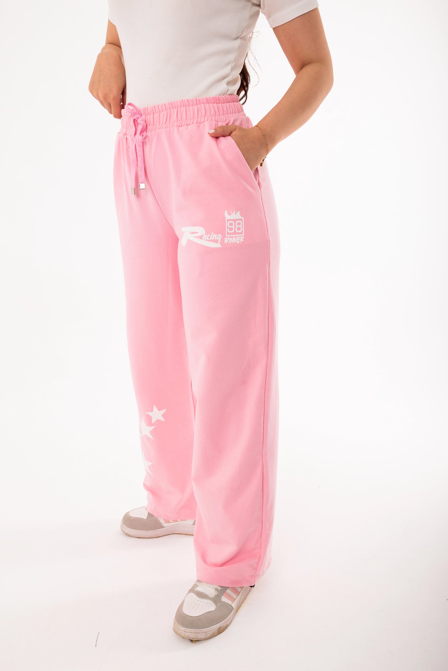 Racing One Size Wide Leg Sweatpants | Pink