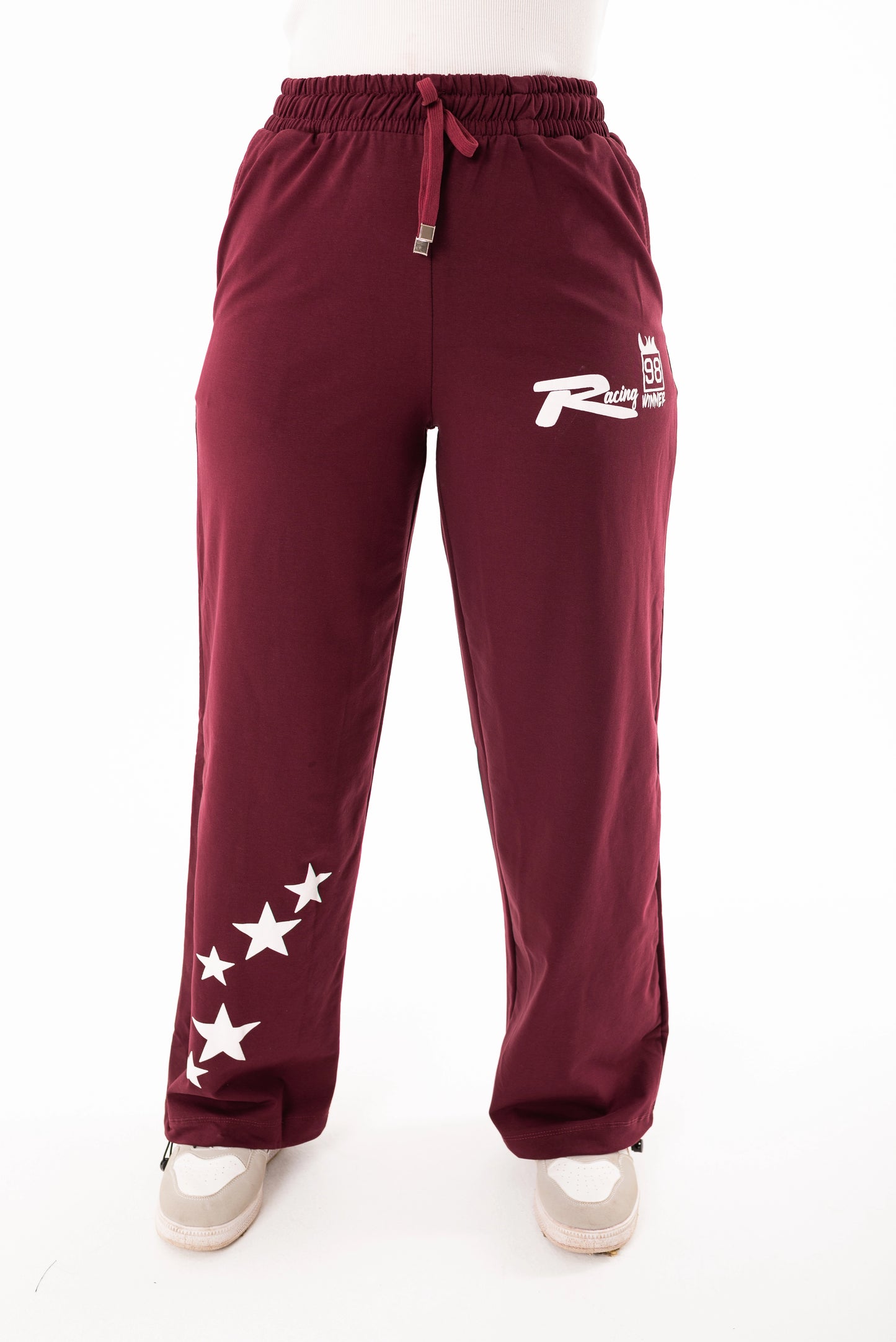 Racing One Size Wide Leg Sweatpants | burgundy