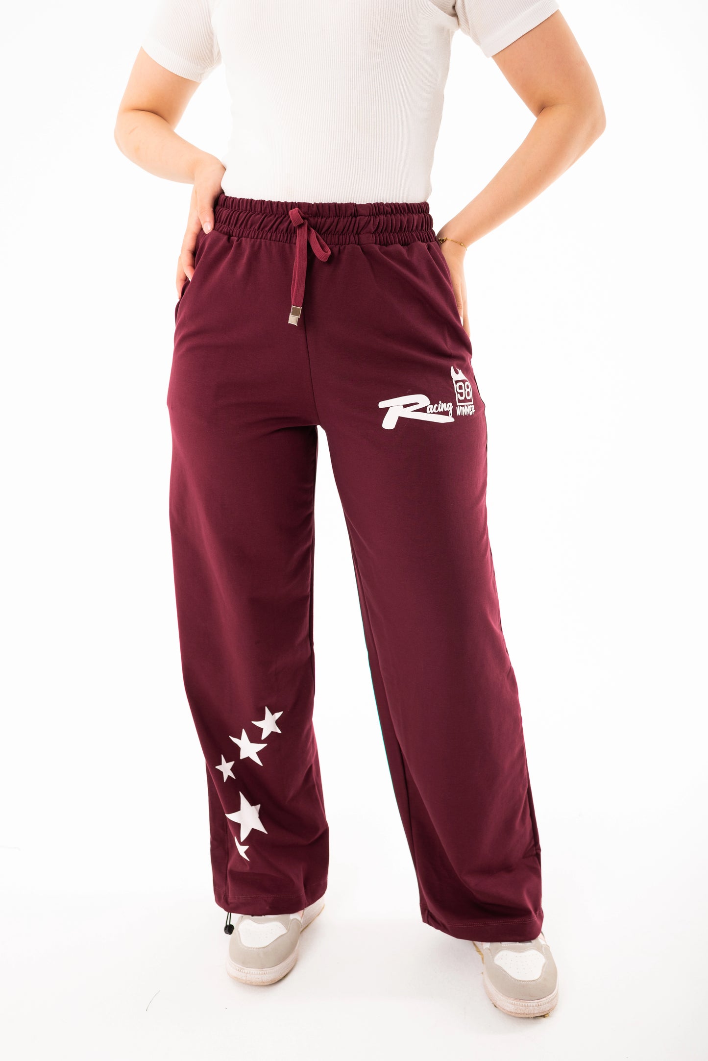Racing One Size Wide Leg Sweatpants | burgundy