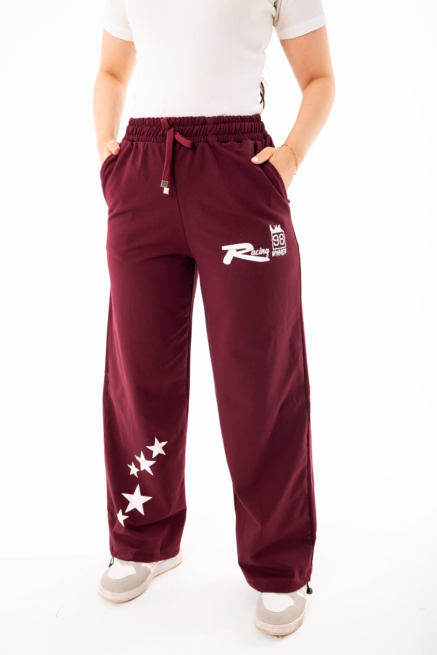 Racing One Size Wide Leg Sweatpants | burgundy