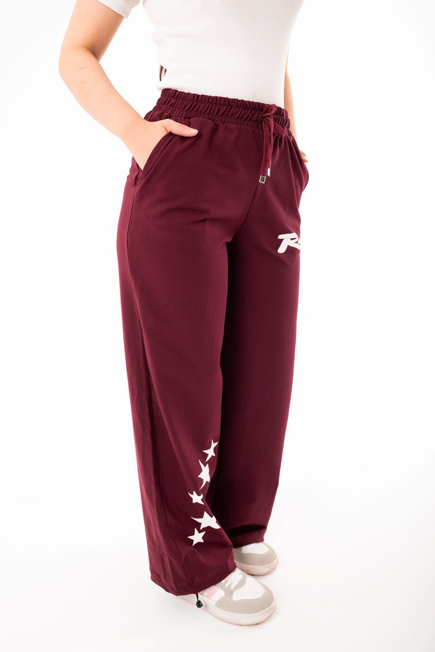 Racing One Size Wide Leg Sweatpants | burgundy