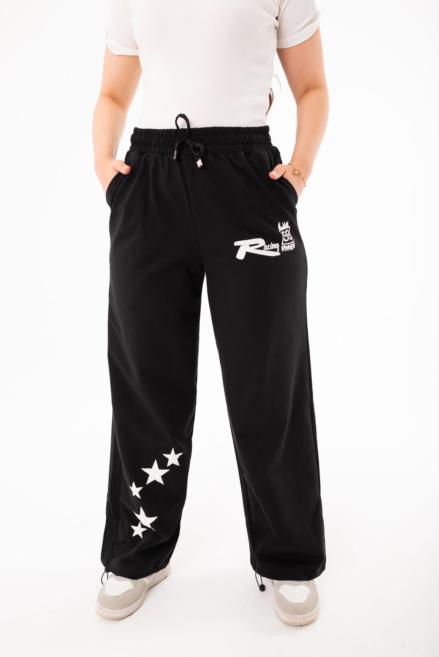 Racing One Size Wide Leg Sweatpants | Black
