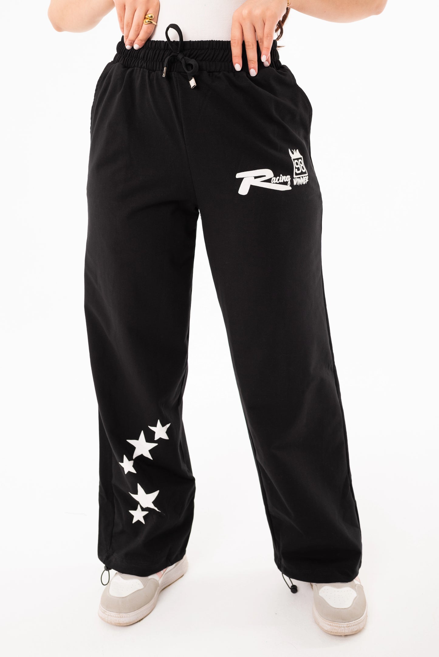 Racing One Size Wide Leg Sweatpants | Black