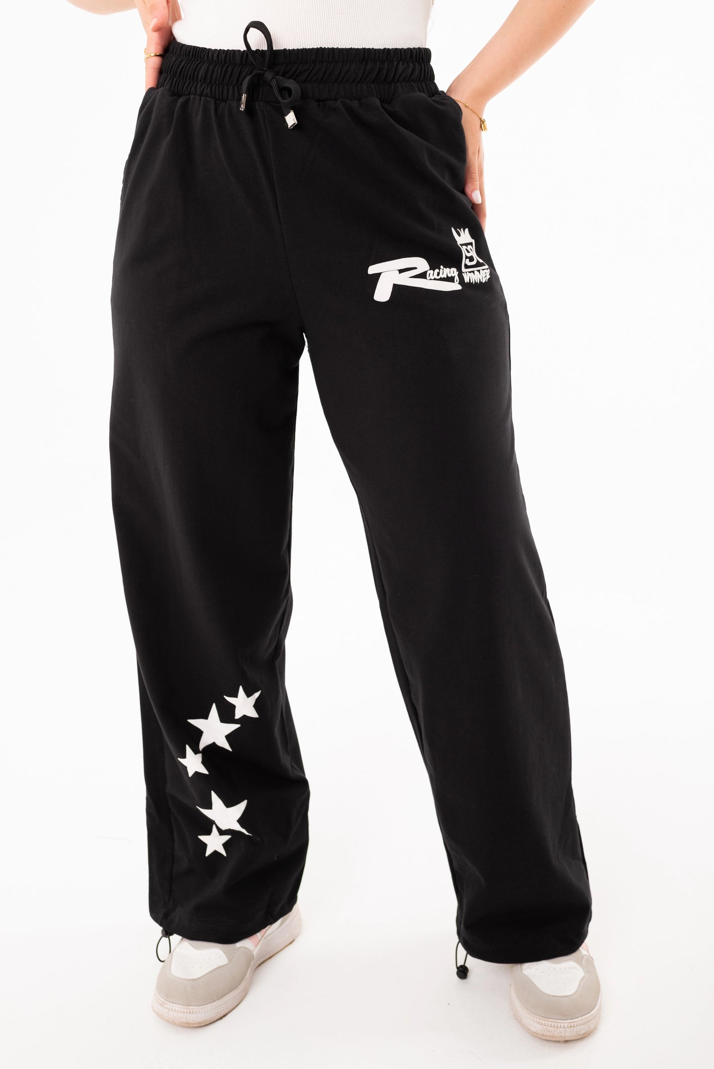 Racing One Size Wide Leg Sweatpants | Black