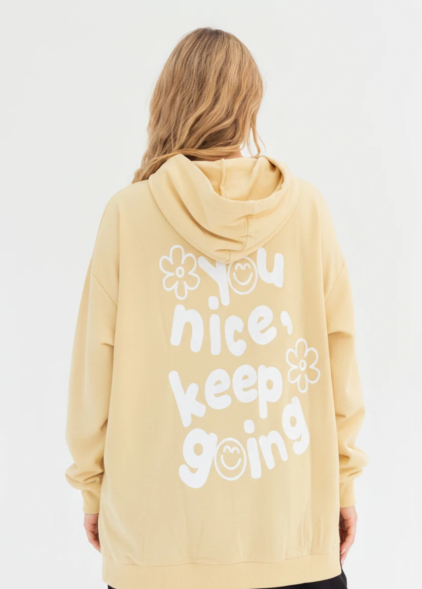 Nice Milton Cotton one Size hoodie | Yellow