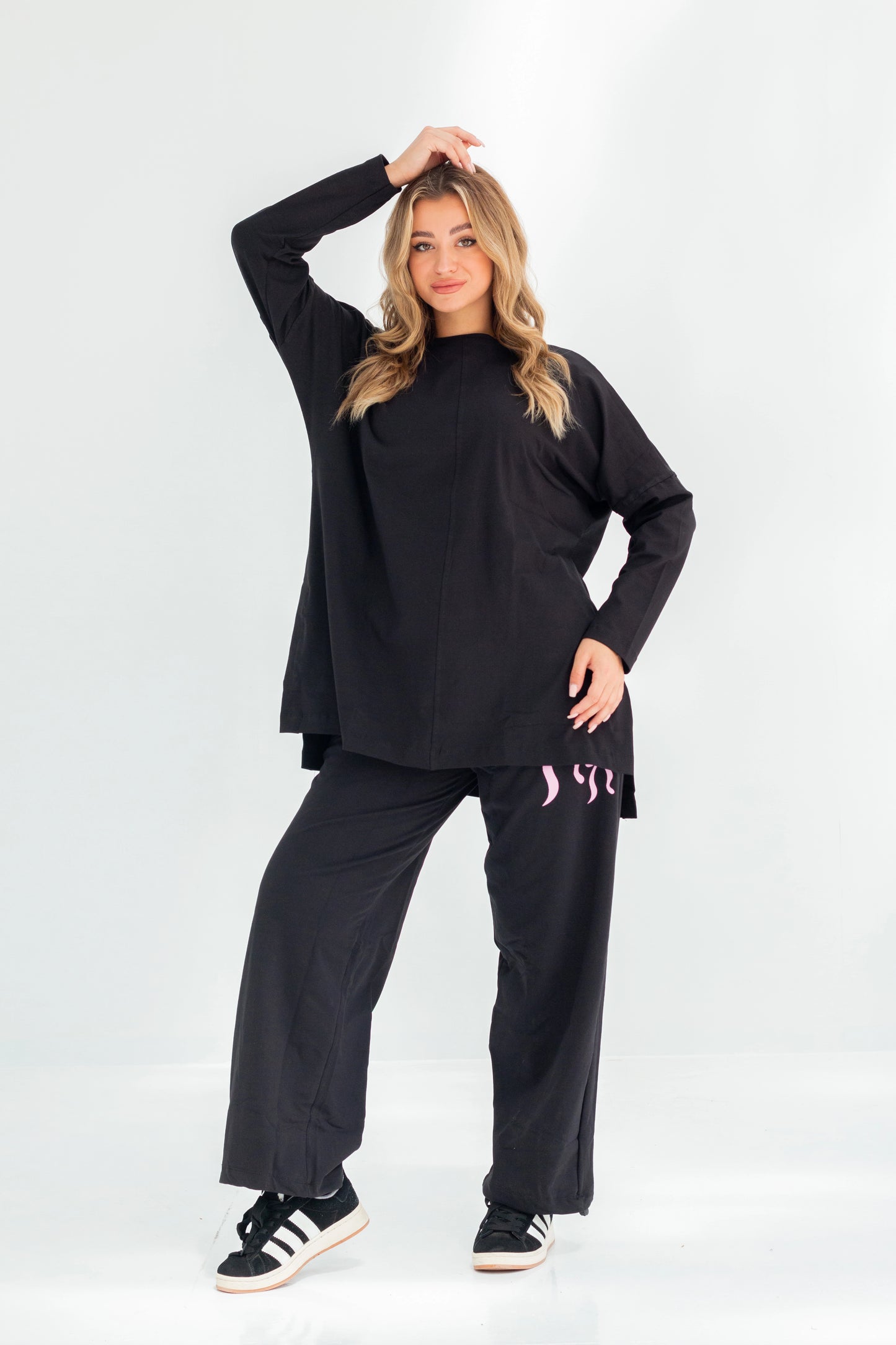 Basic Oversized Longline Tunic Sweatshirt | Black
