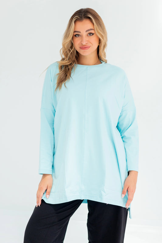 Basic Oversized Longline Tunic Sweatshirt | BabyBlue