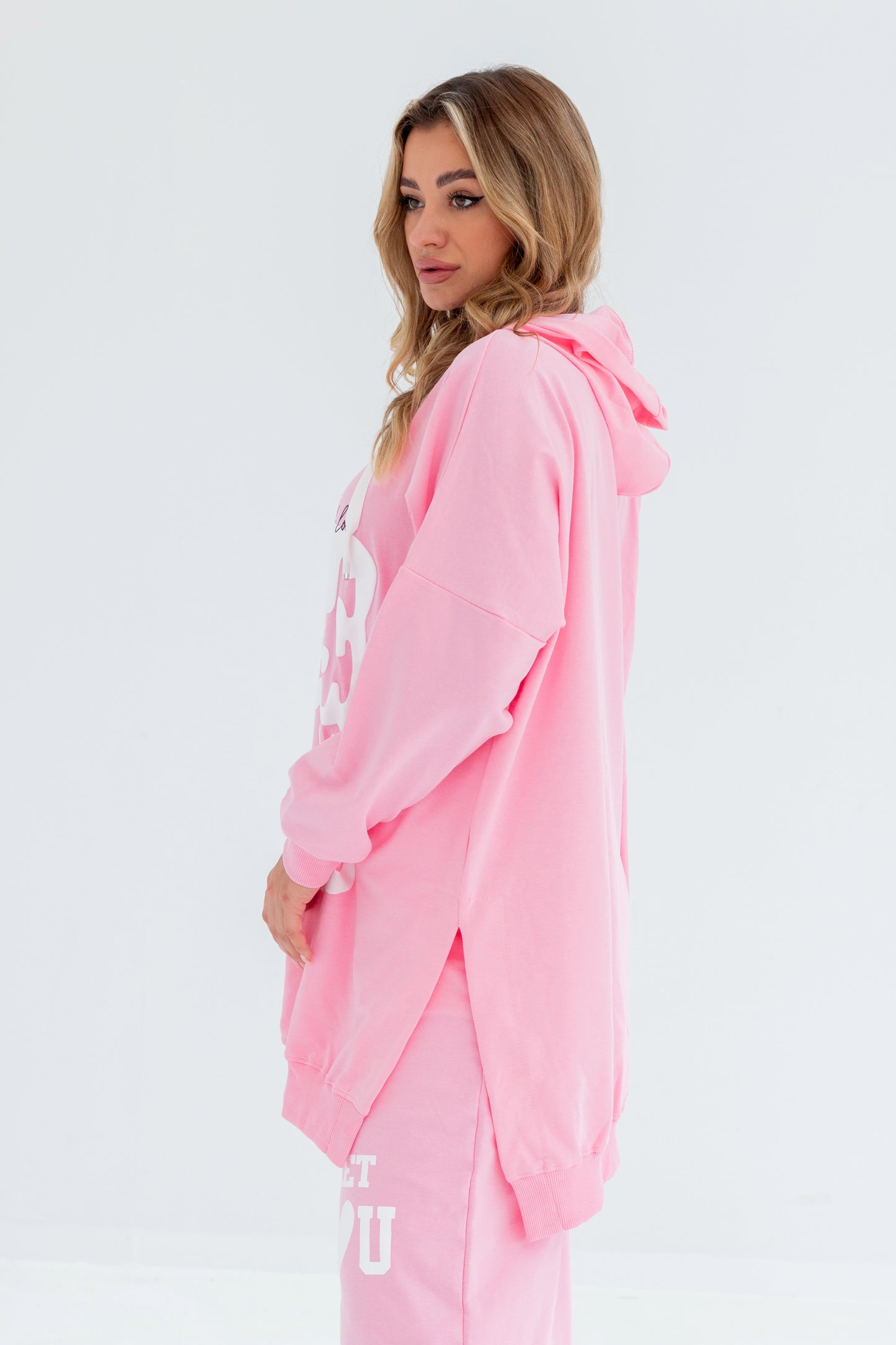 Velvet Over Size Women Sweatshirt | Pink