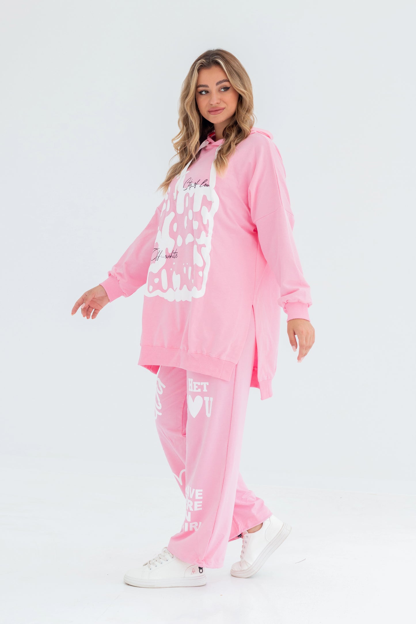 Velvet Over Size Women Sweatshirt | Pink
