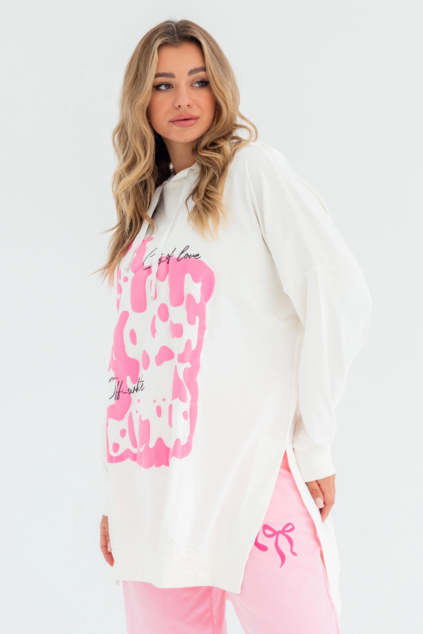 Velvet Over Size Women Sweatshirt | White