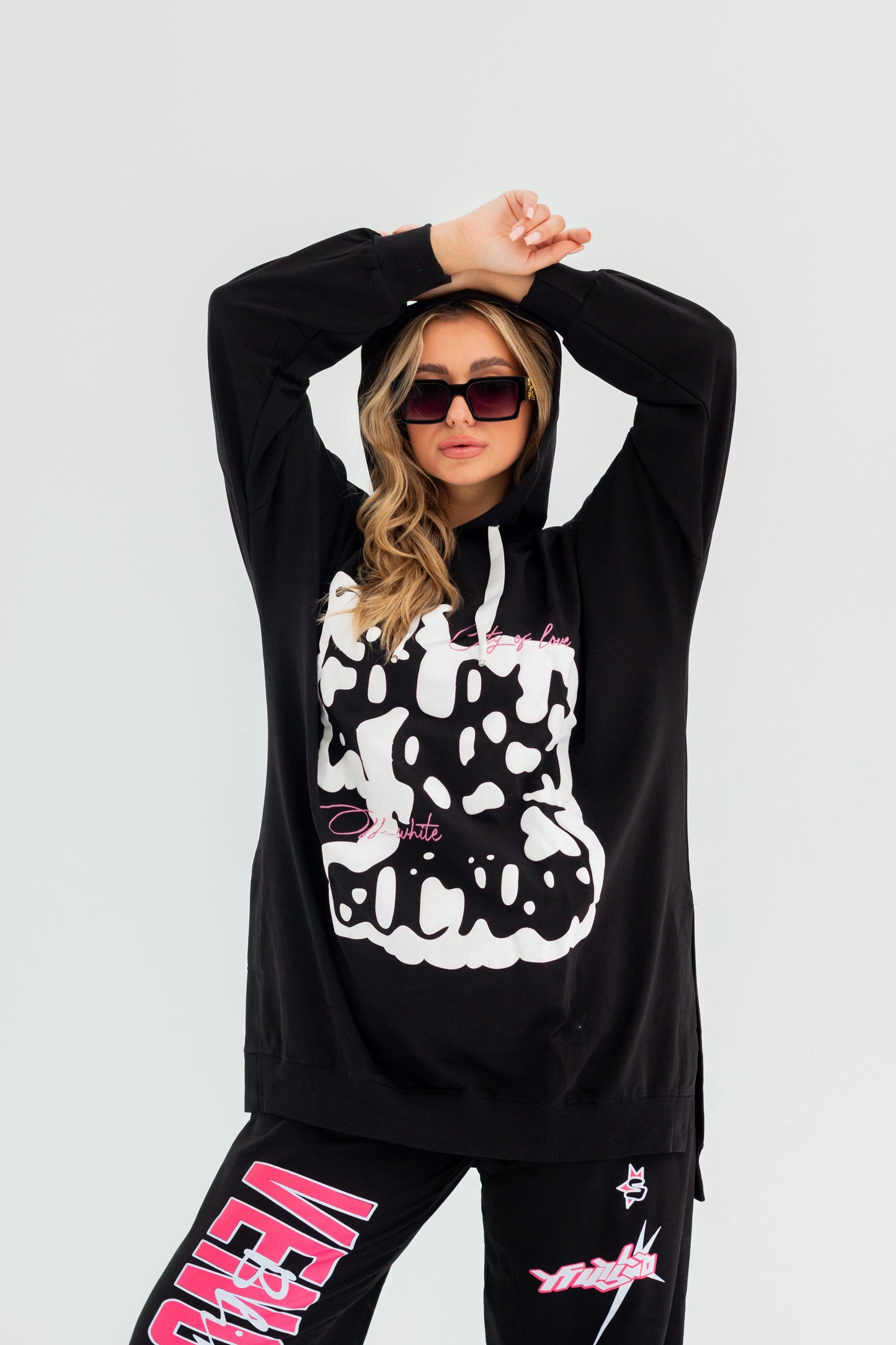 Velvet Over Size Women Sweatshirt | Black