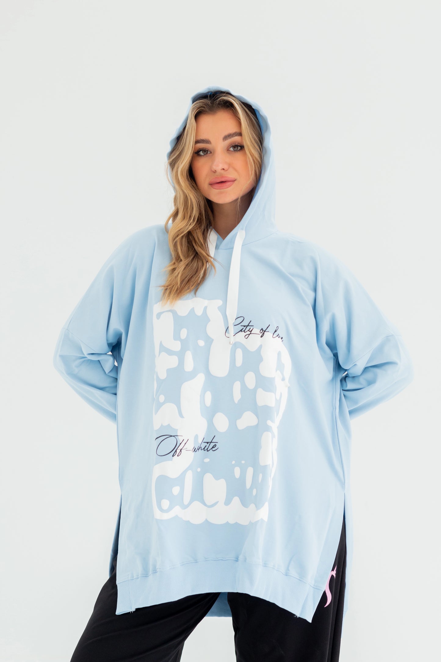 Velvet Over Size Women Sweatshirt | BabyBlue