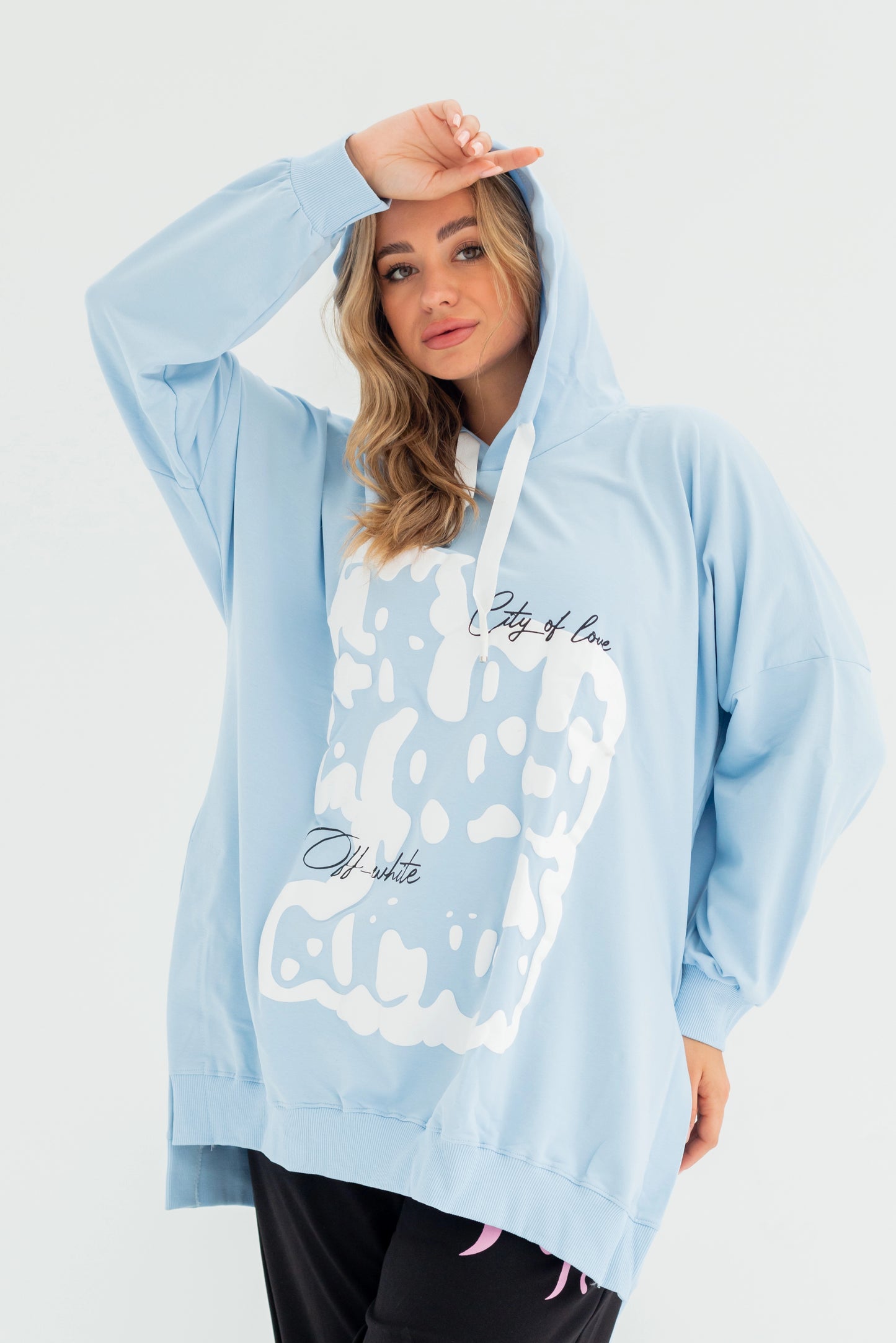 Velvet Over Size Women Sweatshirt | BabyBlue