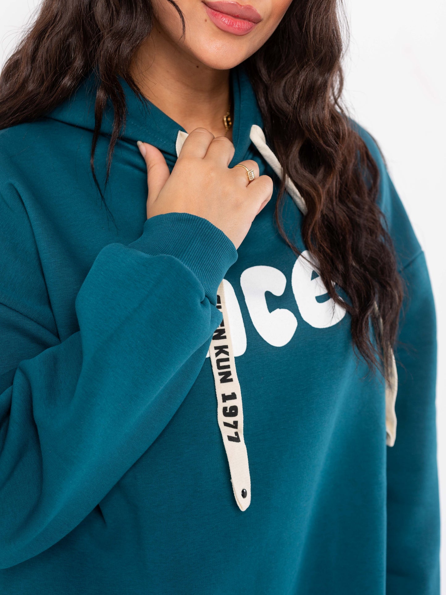 Nice  Milton Cotton one Size hoodie | Turquoise