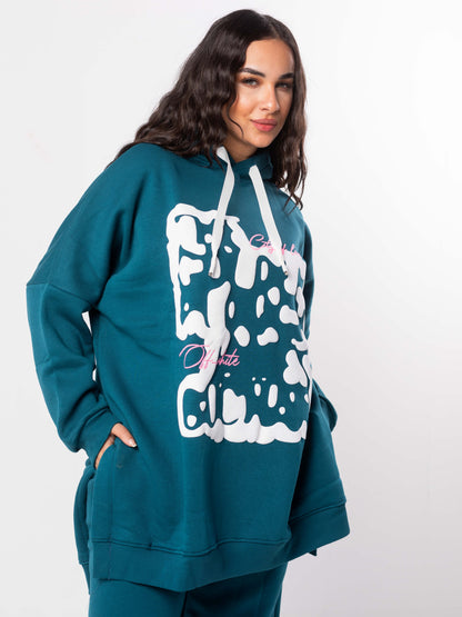 Puffy  Milton Cotton one Size hoodie | Turquoise