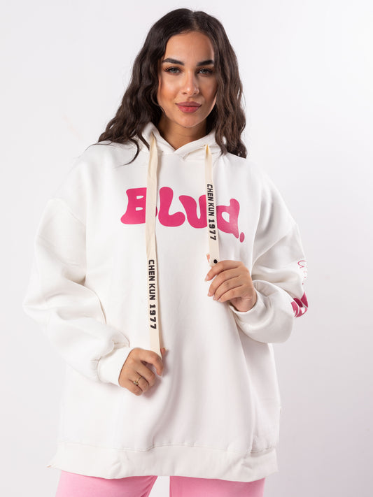 Blvd  Milton Cotton one Size hoodie | White