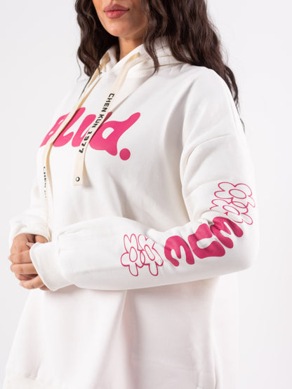 Blvd  Milton Cotton one Size hoodie | White