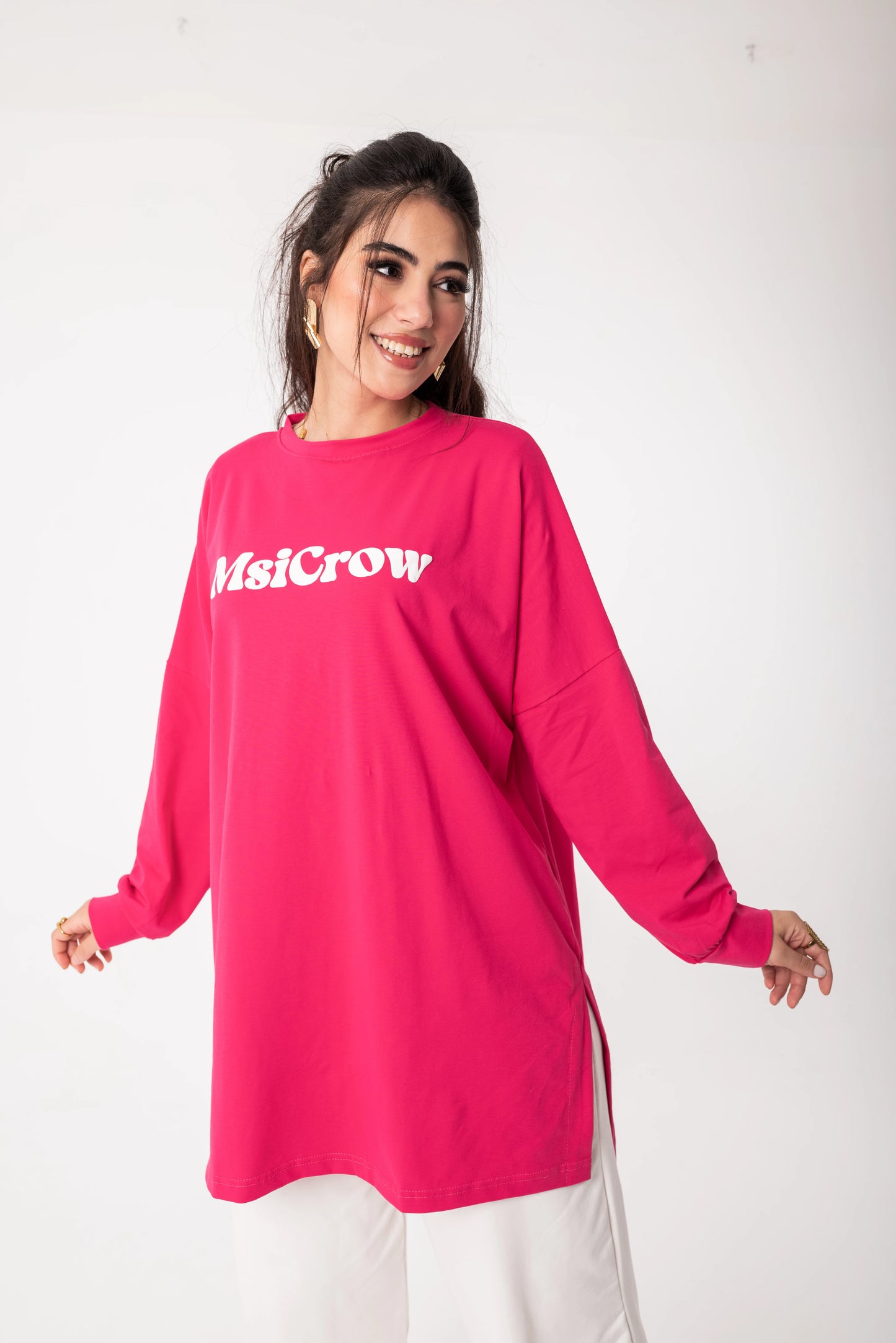Elysia Over Size Women Sweatshirt | Fuchsia