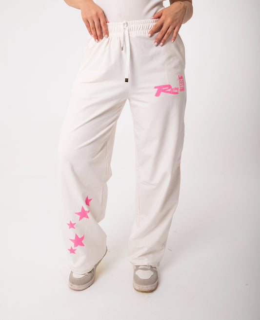 Racing One Size Wide Leg Sweatpants | White