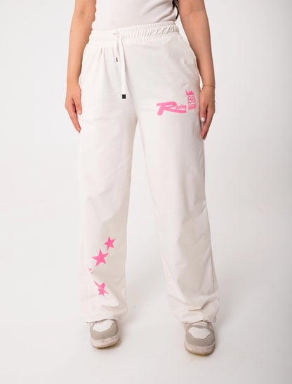 Racing One Size Wide Leg Sweatpants | White
