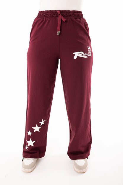 Racing One Size Wide Leg Sweatpants | burgundy