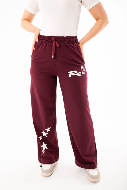 Racing One Size Wide Leg Sweatpants | burgundy