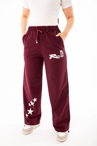 Racing One Size Wide Leg Sweatpants | burgundy