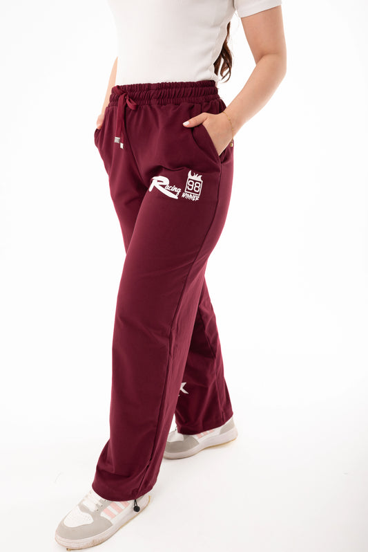 Racing One Size Wide Leg Sweatpants | burgundy