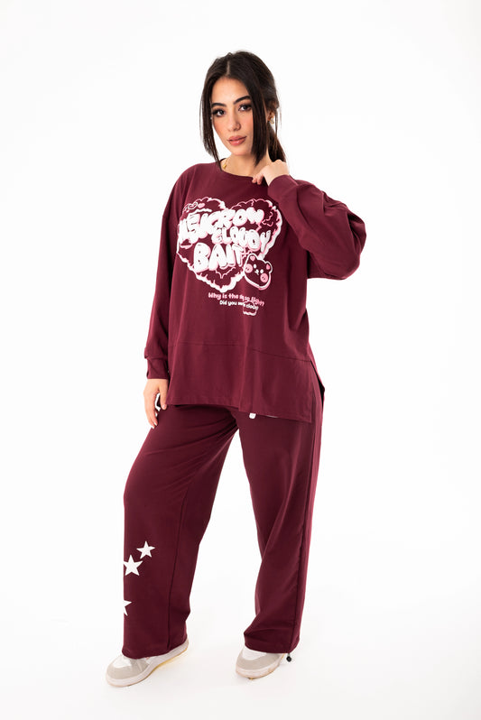 Panda Women Tracksuit Set | Burgundy