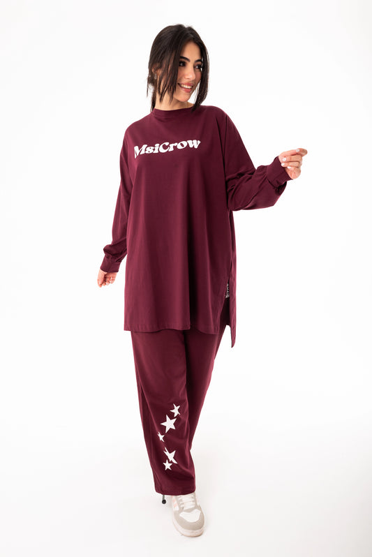 Elysia Women Tracksuit Set | burgundy
