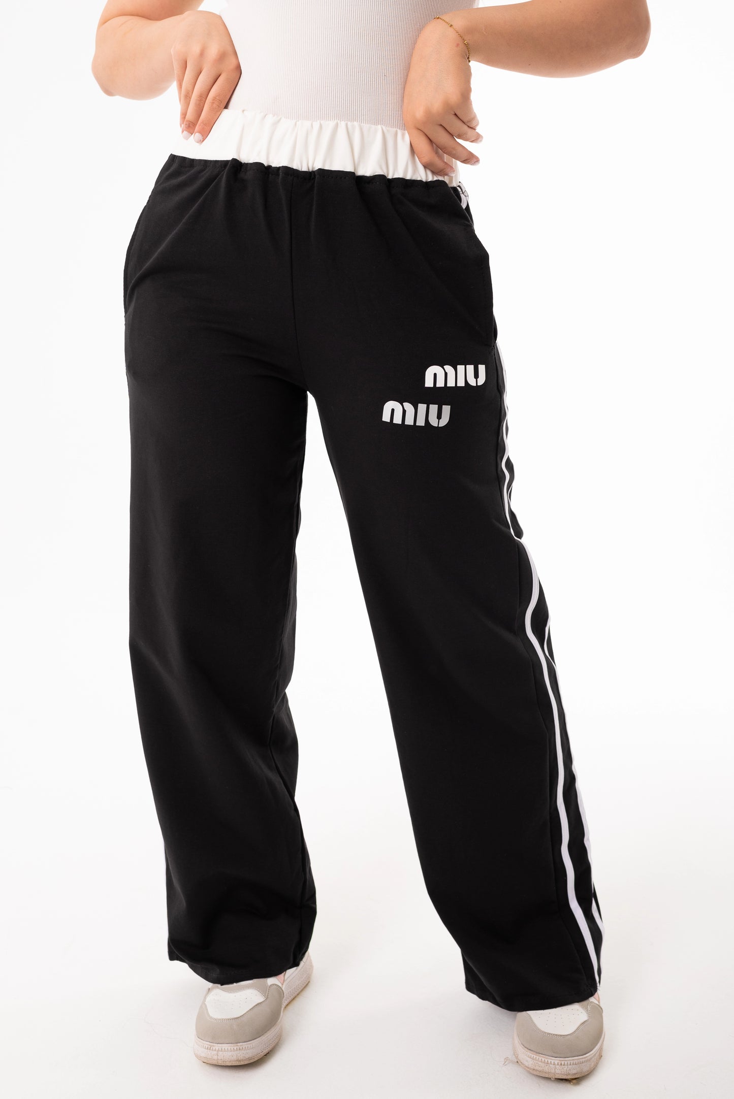 Miu Miu  One Size Wide Leg Sweatpants | Black
