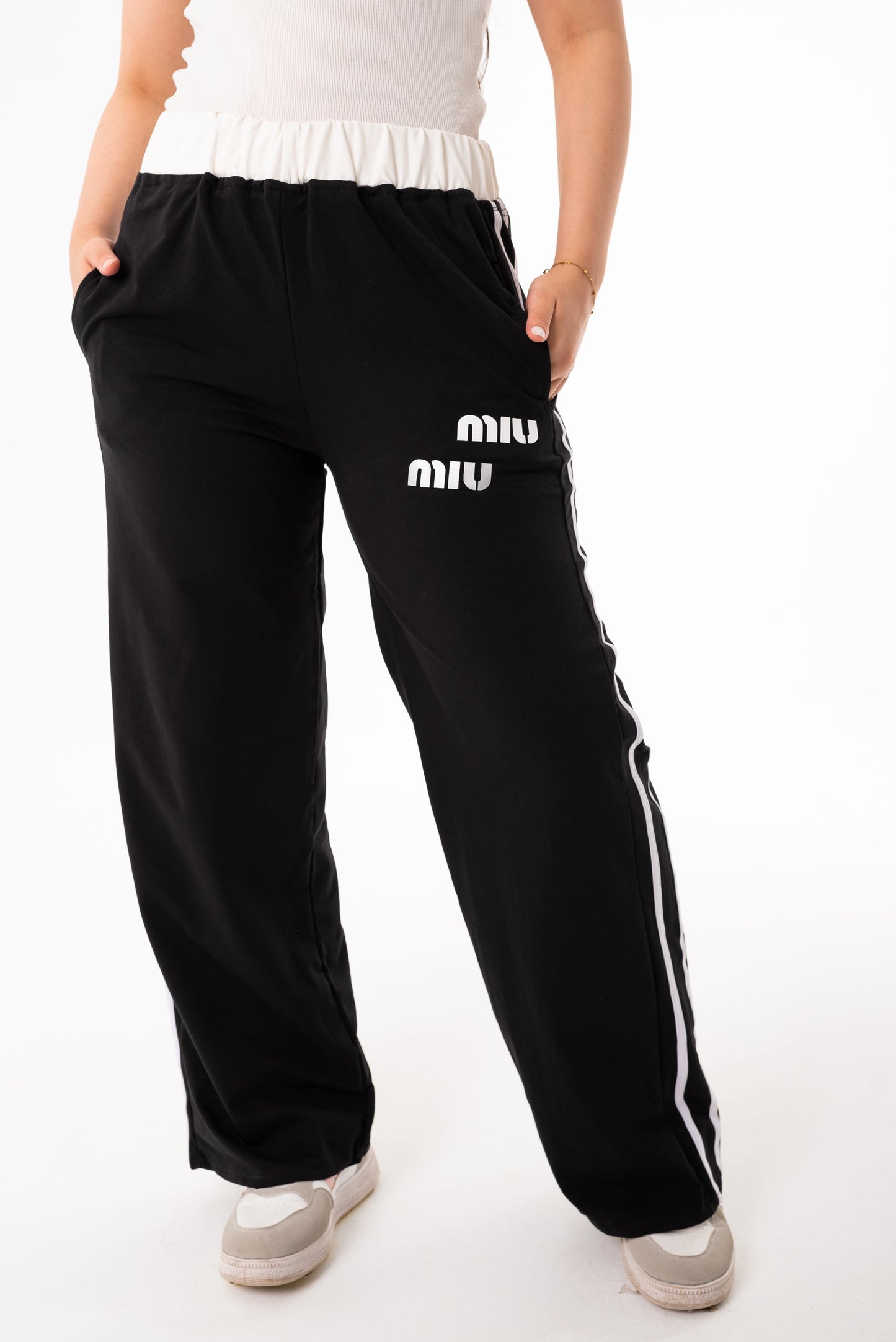 Miu Miu  One Size Wide Leg Sweatpants | Black