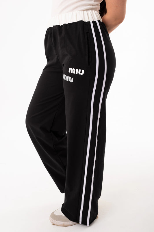 Miu Miu  One Size Wide Leg Sweatpants | Black