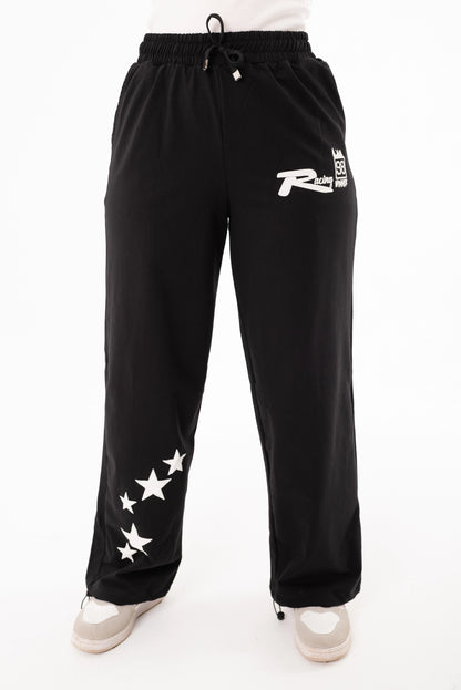 Racing One Size Wide Leg Sweatpants | Black