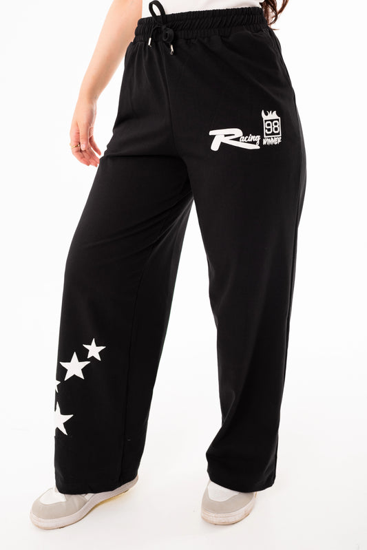Racing One Size Wide Leg Sweatpants | Black