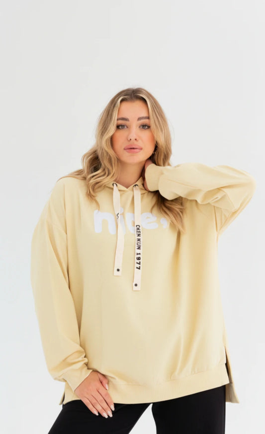 Nice Milton Cotton one Size hoodie | Yellow