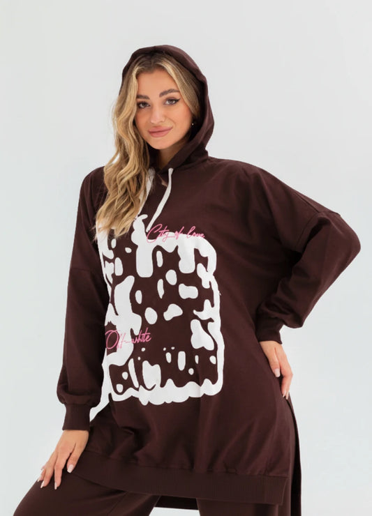 Velvet Milton Cotton one Size hoodie | Brown