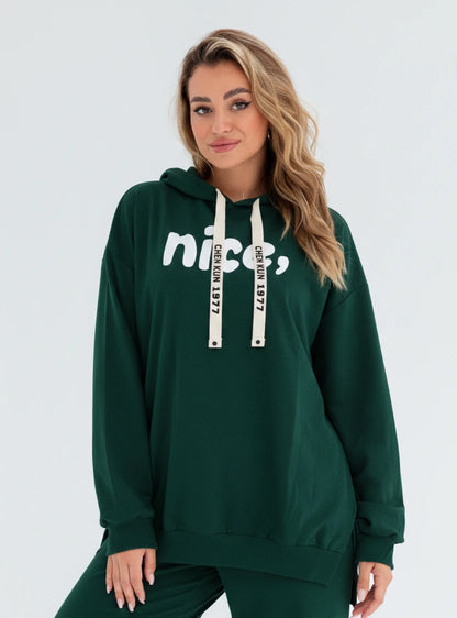 Nice Milton Cotton one Size hoodie | Olive