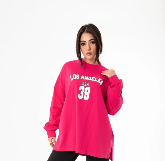 Breeze Over Size Women Sweatshirt | Fushia
