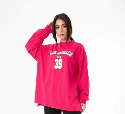 Breeze Over Size Women Sweatshirt | Fushia