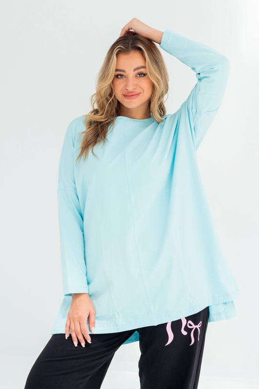 Basic Oversized Longline Tunic Sweatshirt | BabyBlue