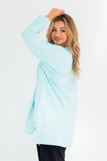 Basic Oversized Longline Tunic Sweatshirt | BabyBlue