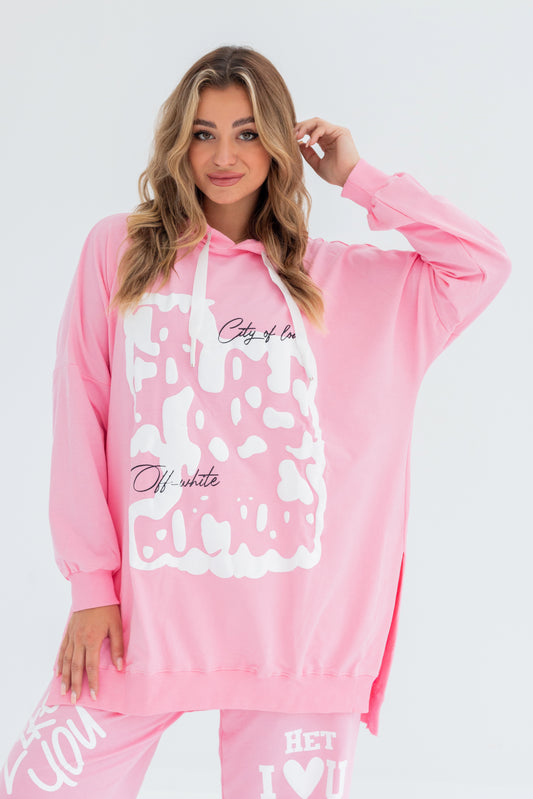 Velvet Over Size Women Sweatshirt | Pink