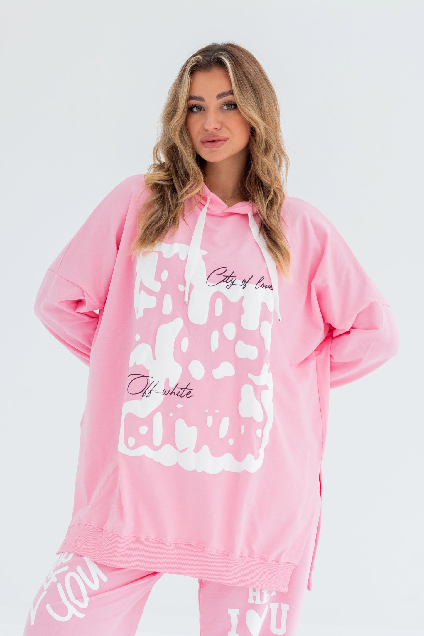 Velvet Over Size Women Sweatshirt | Pink