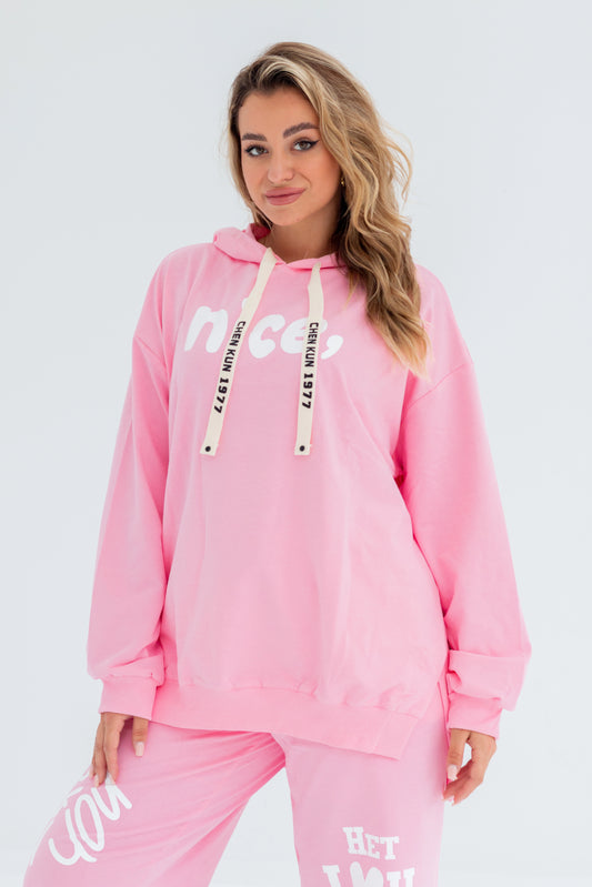 Nice Over Size Women Sweatshirt | Pink