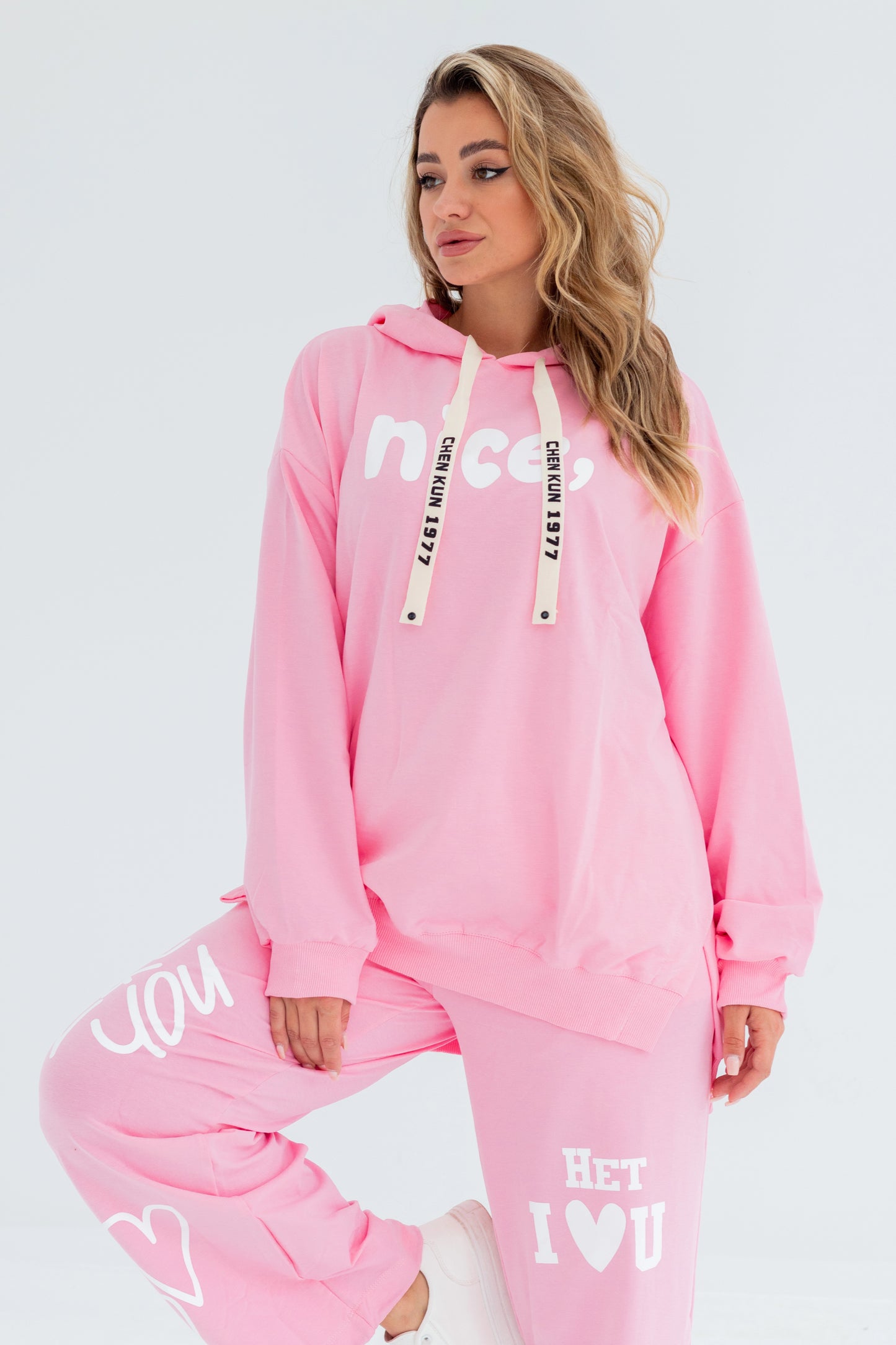 Nice Over Size Women Sweatshirt | Pink